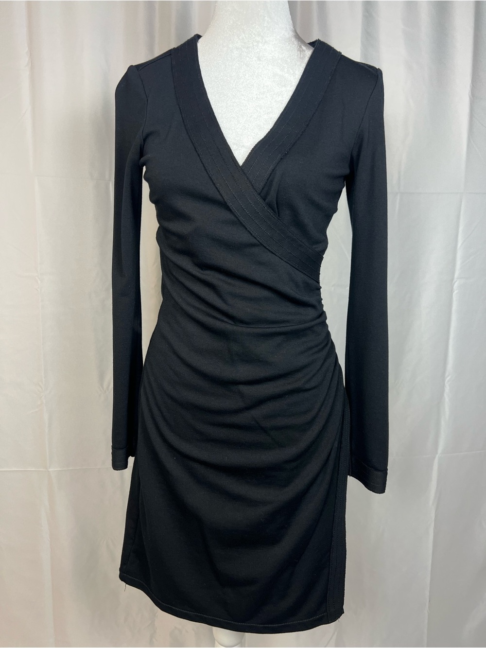 Max Studio black, long sleeve, v-neck dress.